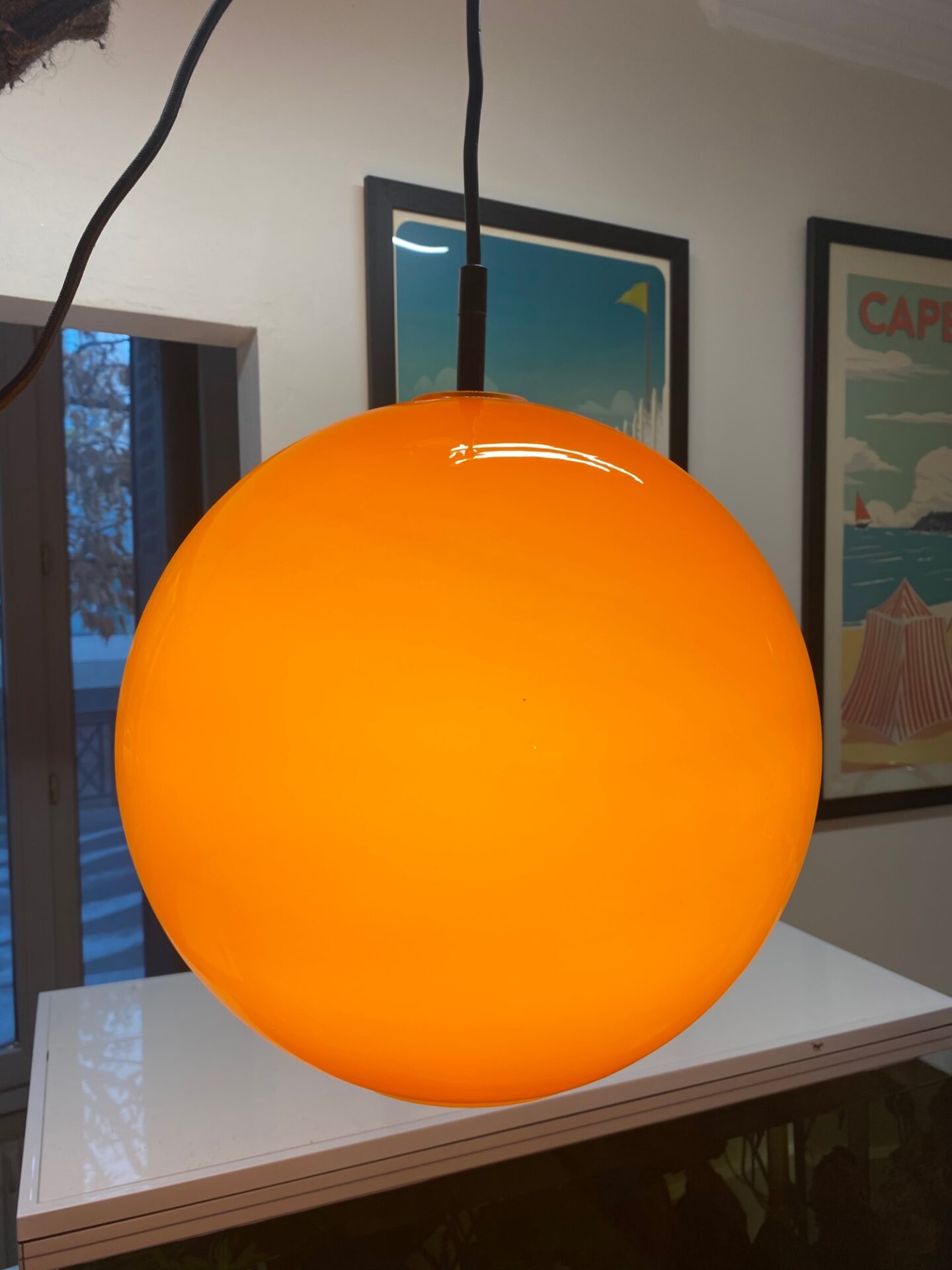 Lustre boule orange