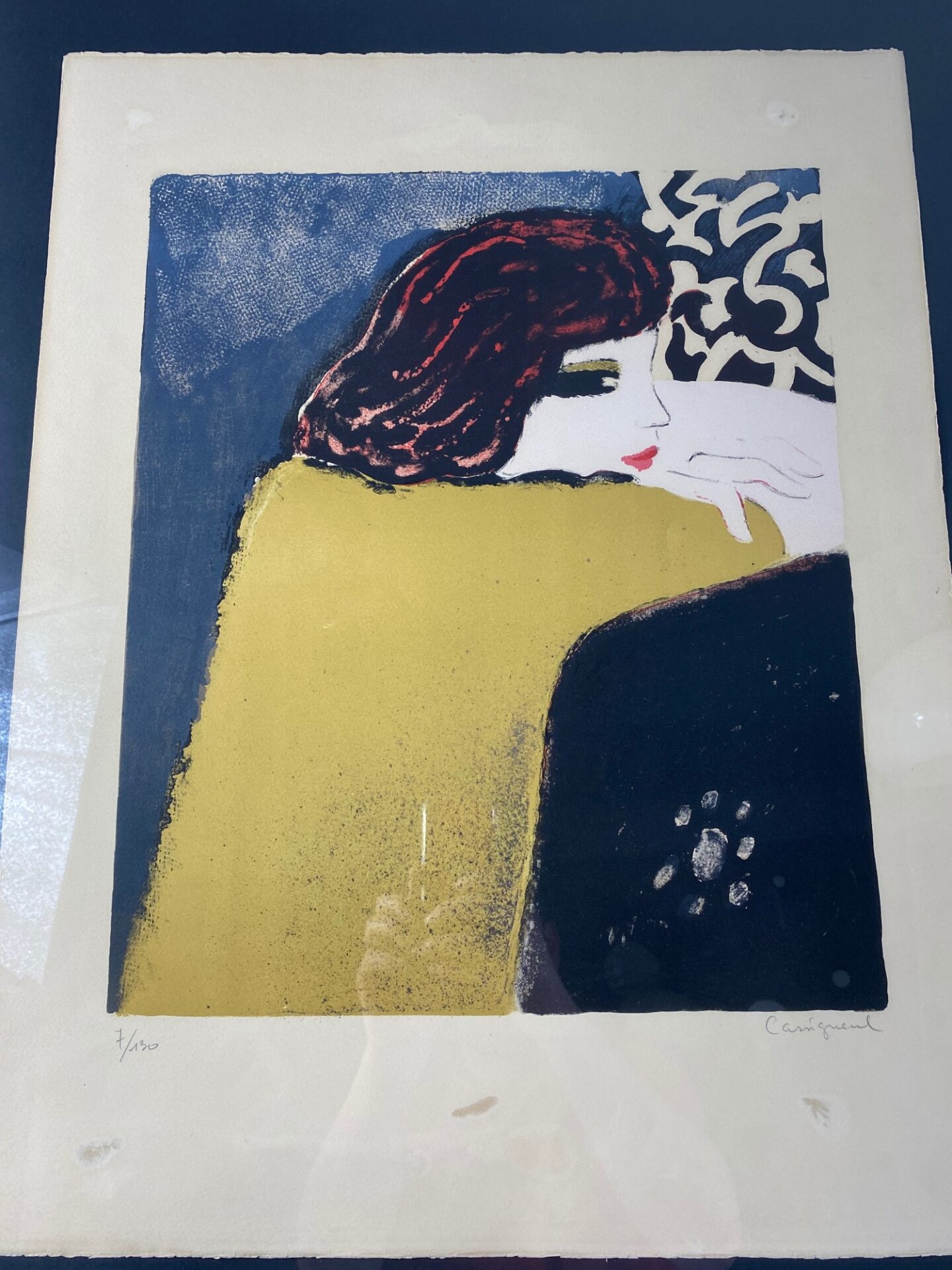 Femme accoudée, lithographie Jean-Pierre Cassigneul